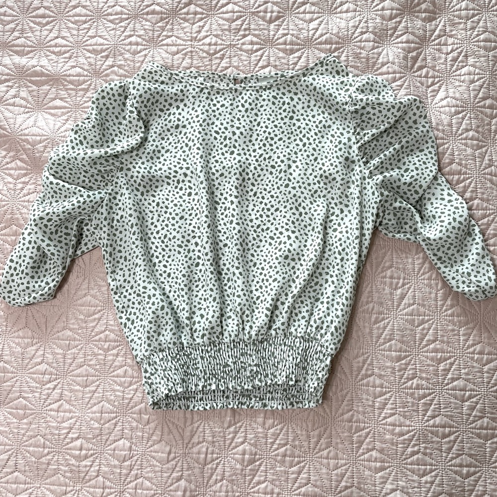 Paper Crane White And Green Top